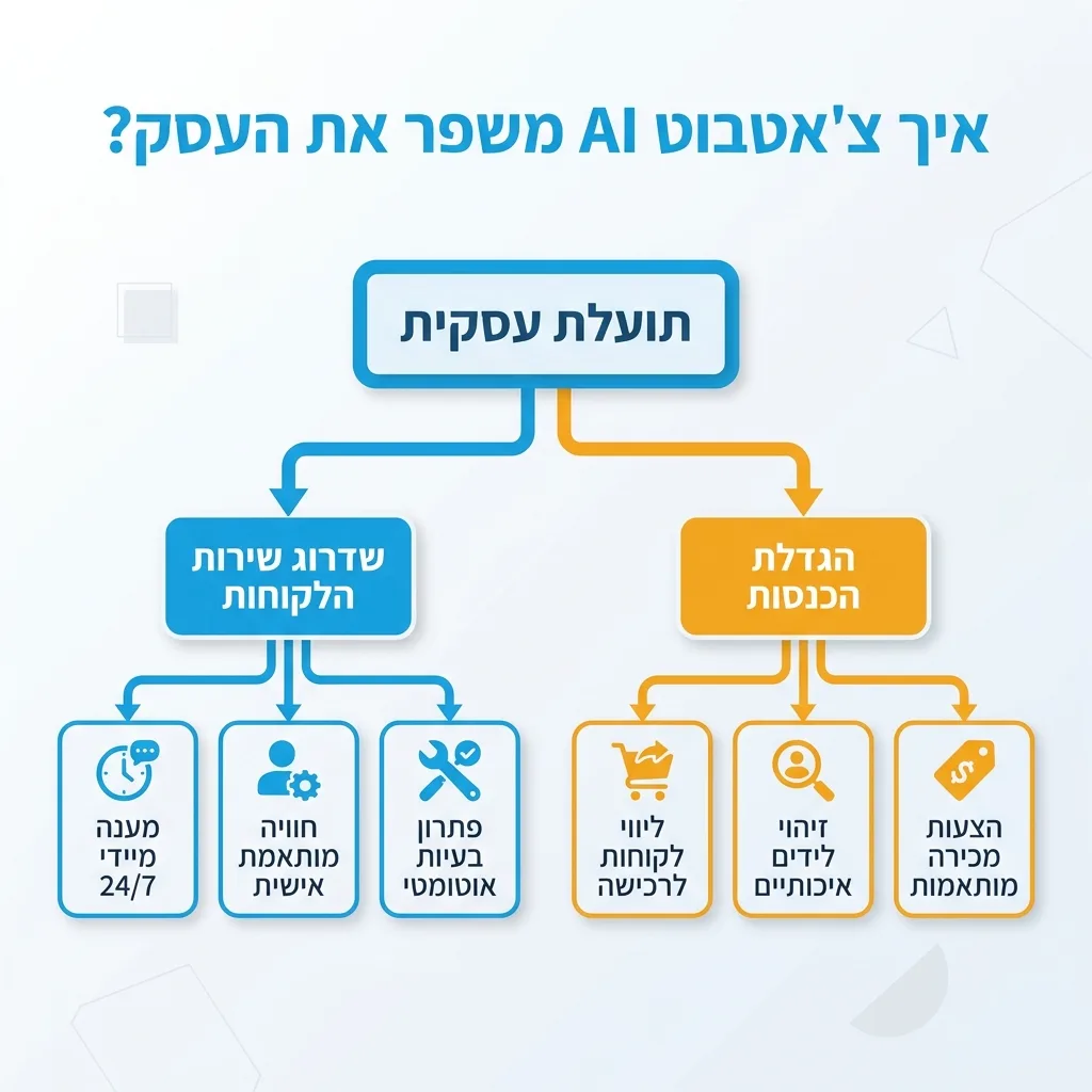 אינפוגרפיקה — איך צ'אטבוט AI משפר את העסק?: תועלת עסקית
