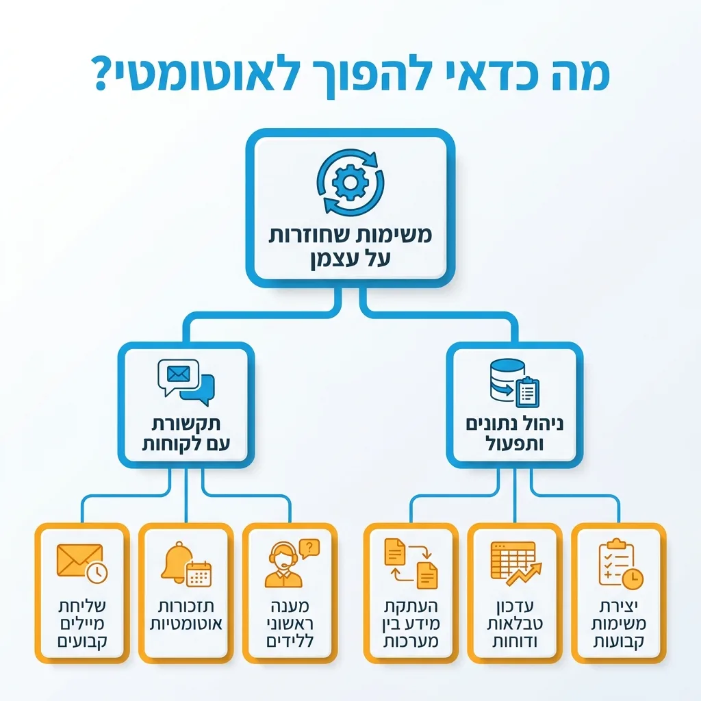 אינפוגרפיקה — מה כדאי להפוך לאוטומטי?: משימות שחוזרות על עצמן