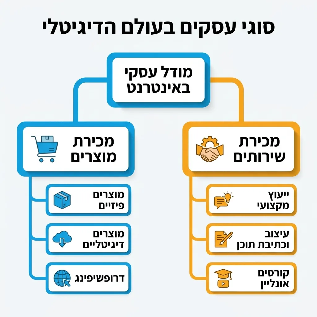 אינפוגרפיקה — סוגי עסקים בעולם הדיגיטלי: מודל עסקי באינטרנט