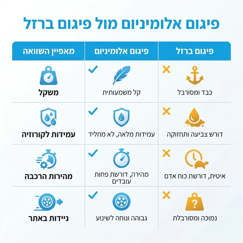 אינפוגרפיקה — פיגום אלומיניום מול פיגום ברזל: השוואה בין פיגום אלומיניום, פיגום ברזל