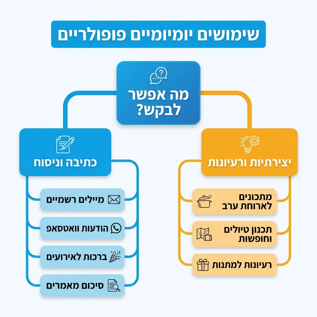 אינפוגרפיקה — שימושים יומיומיים פופולריים: מה אפשר לבקש?